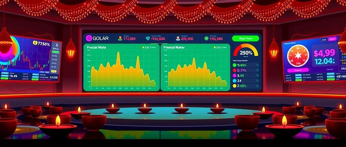 Desi Dollar Dominators Diwali Event Desi Dollar Dominators Diwali event screen showing a virtual market decorated with diyas and lights