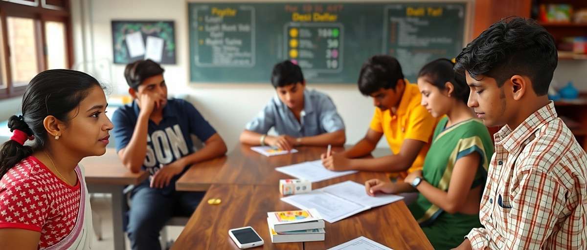 Desi Dollar Dominators in Educational Use Indian students playing Desi Dollar Dominators in a classroom setting