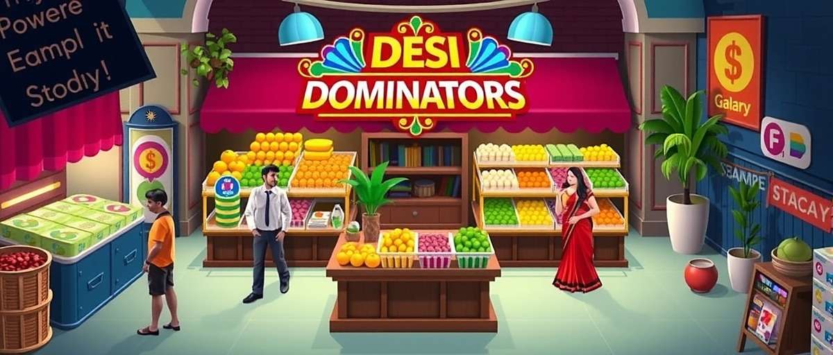 Desi Dollar Dominators Gameplay Screenshot Desi Dollar Dominators gameplay showing a virtual Indian market with shops and customers